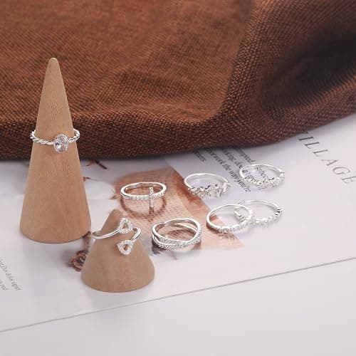 TOSGMY Gold Silver Rings For Women Non Tarnish Gold Plated Stackable Rings Wedding Engagement Bands Dainty 14K Gold Ring Simple Trendy Cubic Zirconia Thumb Stacking Ring Pack Size 4-11 thumbnail 5
