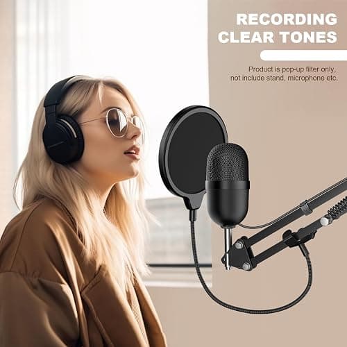 Aokeo Professional Microphone Pop Filter Mask Shield For Blue Yeti and Any Other Microphone,Mic Dual Layered Wind Pop Screen With Flexible 360° Gooseneck Clip Stabilizing Arm thumbnail 7