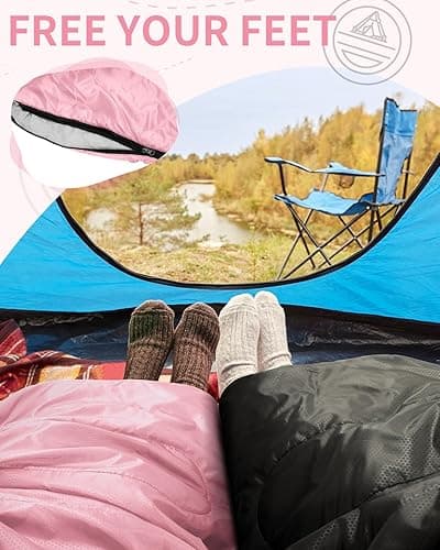 Sleeping Bag, Sportneer Sleeping Bags for Adults Kids 3 Seasons Warm Cold Weather Waterproof Lightweight Camping Sleeping Bag for Adults Kids Boys Girls Teens Camping Hiking Backpacking Outdoor Travel - Pink+light Pink - 87"x31.5" thumbnail 5