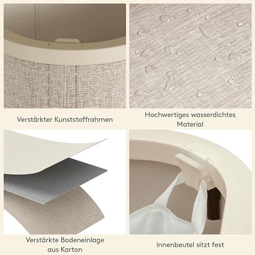 Lifewit 165L Wäschekorb mit Deckel und 3 Fächern, Beige | Großer faltbarer Wäschesortierer mit 3 Wäschesäcken und Tragegriffen für Schlafzimmer, Bad und Waschküche thumbnail 6