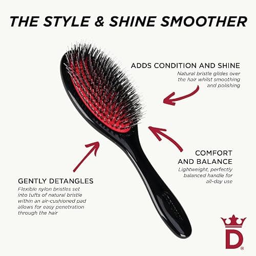 Denman Boar Bristle Hair Brush – Smoothing & Shine Enhancing for Slick Back Styles, Curl Defining & Detangling. Hairbrush with Natural Bristles for all Hair Types for Women & Men thumbnail 7