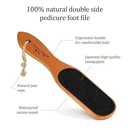 Pumice Stone Foot File - Wooden Pedicure Feet Scrubber with Handle for Callus, Dry, and Dead Skin Removal - Heel Scraper for Feet, Hands, and Body - Foot Filer for Use in Shower thumbnail 2
