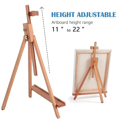 Falling in Art Beechwood 25" Tabletop Easel Display Stand for Painting - Holding Canvas Up to 22 1/2 Inches High, A-Frame Artist Tripod with Rubber Feet, Portable Photo and Sign Holder thumbnail 6
