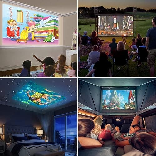 PVO Mini Projector Portable For Cartoon, Outdoor Video Projectors, LED Pico Movie-Projector for Home Theater, Kids Gift, Video Can Be Easily Mirrored Directly to The Projector Via Data Cable thumbnail 6