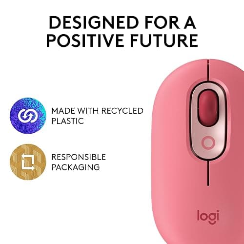 Logitech POP Mouse, Wireless Mouse with Customizable Emojis, SilentTouch Technology, Precision/Speed Scroll, Compact Design, Bluetooth, Multi-Device, OS Compatible - Heartbreaker Rose thumbnail 5