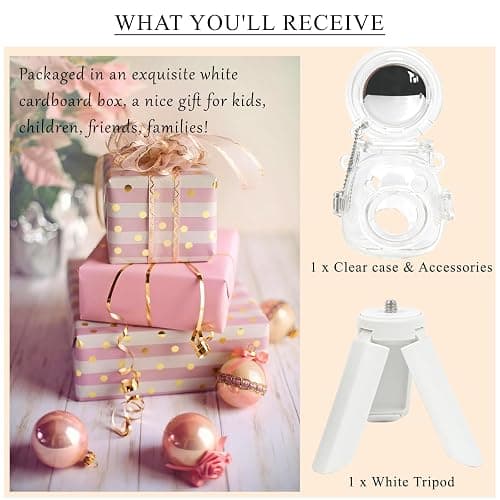 JOYZO Protective Clear Case and Mini Tripod Kit Compatible with Fujifilm Instax PAL, for Instax Pal Hard Case with Selfie Mirror and White Stand Accessories Set - Clear thumbnail 8