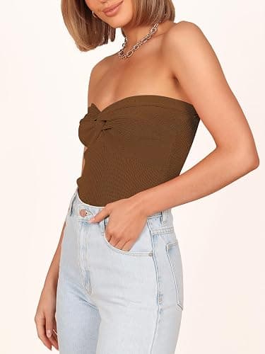 ANRABESS Tube Top for Women Summer Strapless Bandeau Knit Twist Knot Corset Crop Basic Tank Tops 2026 Vacation Beach Clothes thumbnail 4