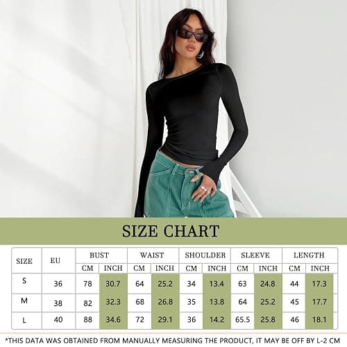 Skims Dupe Langarmshirt Basic T-Shirts Langarm Crop Tops Longsleeve Slim Casual Rundhals Oberteil thumbnail 2
