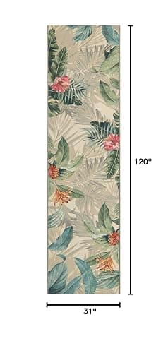 Unique Loom Outdoor Botanical Collection Area Rug - Kula (2' 7" x 10' Runner, Multi/ Gray) thumbnail 2