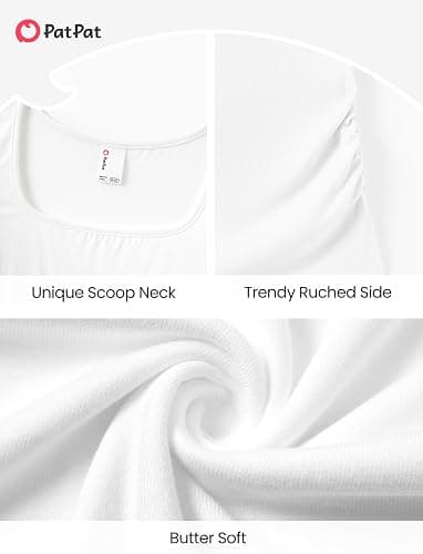 PATPAT Girls Short Sleeve Shirts Slim Fit Square Neck Basic Tees Summer Casual Clothes Base Layer Tops for Girl 5-16 Years thumbnail 6