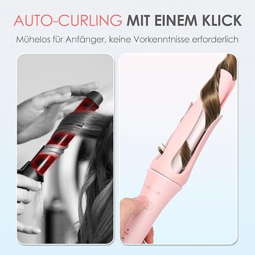 AraSyleon Automatischer Lockenstab Bidirektional | 32mm 3-Temp 30s Aufheizen | Ionen & Anti-Verbrennung | Hair CurlerFür Lange Haare, Rosa thumbnail 2
