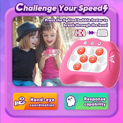 Byserten Handheld Game Toy for Kids Age 6-12, Sensory Fidget Toys for Kids 8-12, Birthday Gifts for 6 7 8 9 Year Old Girls & Boys & Teens -Dark Pink thumbnail 2