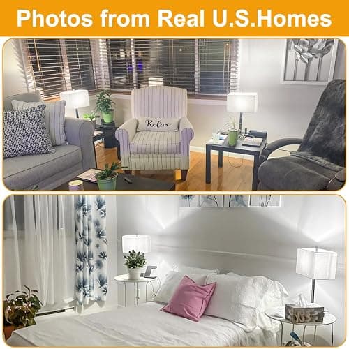 21" Touch Bedside lamps with 2 USB & AC Outlets, 3-Way Dimmable Bedside Table Lamps Set of 2 for Bedroom Living Room Office Reading, Gray Shade Lamps for Night Stands, 5000K LED Bulbs Included thumbnail 3