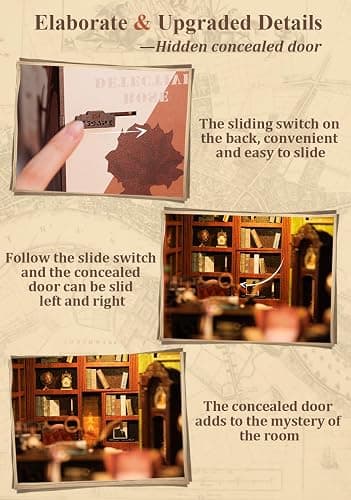 CUTEBEE Book Nook Kit - DIY Miniature House Dollhouse Kit for Adult and Teens, Booknook Bookshelf Decor Alley Model Build with LED Light, Gifts for Family and Friends thumbnail 6
