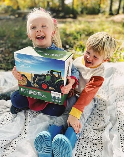 Remote Control Tractor Toy with Trailer | Metal Front Loader Farm Vehicle Set with Lights & 8-Wheel Design, RC Tractor Truck for Boys & Girls Ages 3-9, Fun Farm Toy Gift for Toddlers & Kids thumbnail 6