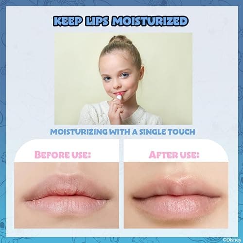 Disney Stitch 5 Pc Plant Based, Moisturizing Lip Balm Makeup Set for Girls Kids Toddlers, Perfect for Parties Sleepovers Makeovers Birthday Gift for Girls 3 Yrs+ by Townley Girl thumbnail 4