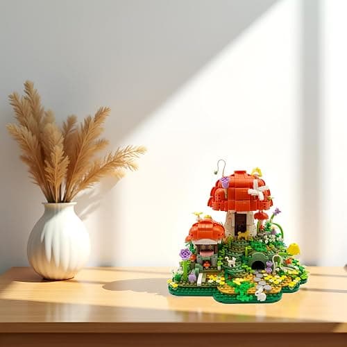 RUUQRUU Mushroom House Micro Building Blocks Set，2798 PCS Mini Treehouse Architecture Building Sets for Adults Teens，Micro Japanese Sakura Bonsai Tree Bricks，Creative Collectible Gifts for Kids 14+ thumbnail 4