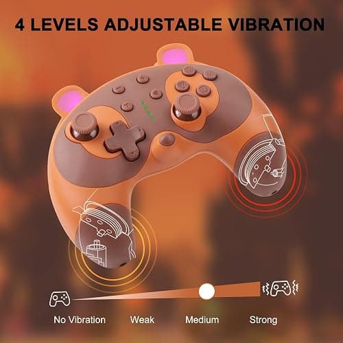 STOGA Switch Controller, Cute Raccoon Animal Switch Pro Controller for Switch Lite/OLED/PC, Wireless Switch Controller with Wake-Up,Gyro Axis,Turbo and Dual Vibration-Brown - brown thumbnail 5