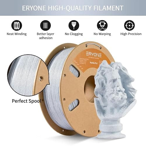 ERYONE Mixed Material PLA Filament 1.75mm +/- 0.03mm, 1kg Spool (2.2LBS) 3D Printer Filament, Marble PLA thumbnail 4