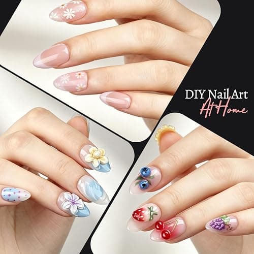 Teenitor Short Almond Nail Tips Set, 510 Pcs 15 Sizes Half Matte Pre-shaped Clear Acrylic Nail Tips, 23 Pcs Nail Art Brushes, Dotting Tool, Nail Stand, Nail Stickers for DIY Nail Art thumbnail 2