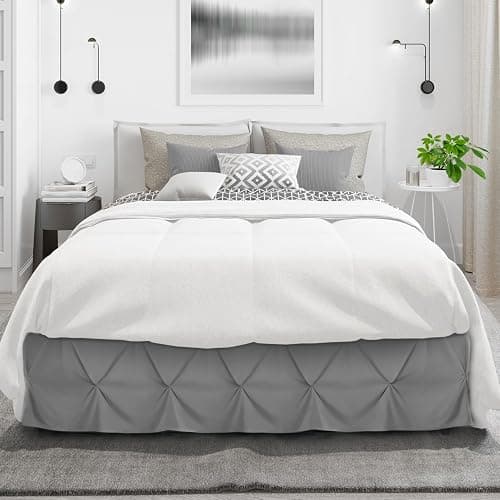 Nestl Dark Grey Bed Skirt Queen Size, Pinch Pleat Queen Bed Skirt, 14" Inch Drop Queen Bedskirt, Hotel Quality Dark Grey Bed Skirts Premium Microfiber Bedskirt for Queen Bed, Dark Grey Queen Bed Skirt - Queen - Dark Grey thumbnail 2