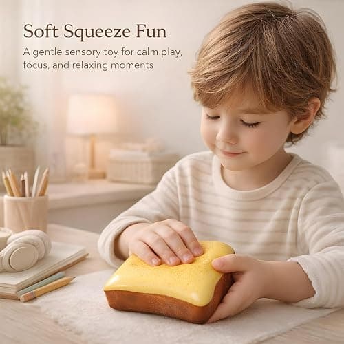 2 Pack Bread Squishy, Slow Rising Toast Squishy, Cute Fidget Toys for Desk Breaks, Palm-Size Squeeze Toy, Party Favor Gift, Stocking Stuffer thumbnail 4