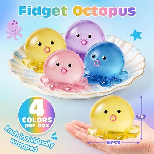 VISCOO 4 Pack Octopus Stress Balls for Adults Kids, Slow Rising Squishy for Anxiety Stress Relief, Cute Squeeze Ball for Party Favors/Taba Squishy for Classroom Prize Birthday thumbnail 3