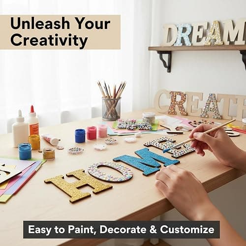 Wooden Letters for Crafts, 6 Inch Unfinished Capital Large Wooden Alphabet Letters&Numbers Wood Letters for DIY Painting Arts Home Decorations Kids Spelling Learning (26Pcs) thumbnail 7