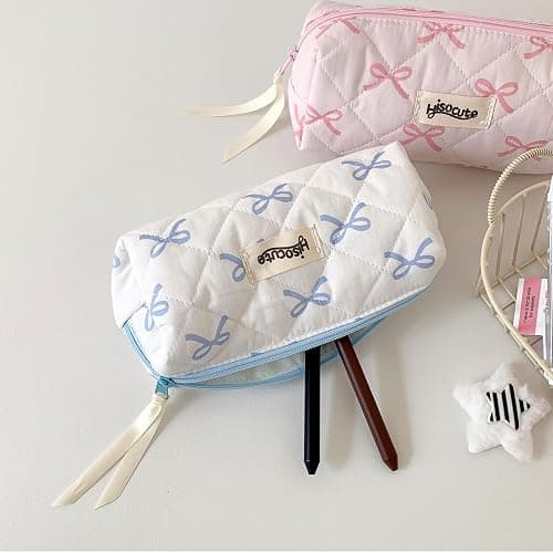 EDLMKM 2Pcs Pencil Case, Pen Pouch, Makeup Bag, Bow Pencil Pouch with Zipper, Pencil Case for Girls, Portable Makeup Bag Stationery Pouch for Stationery, Toiletries, Makeup, Travel & Office thumbnail 2
