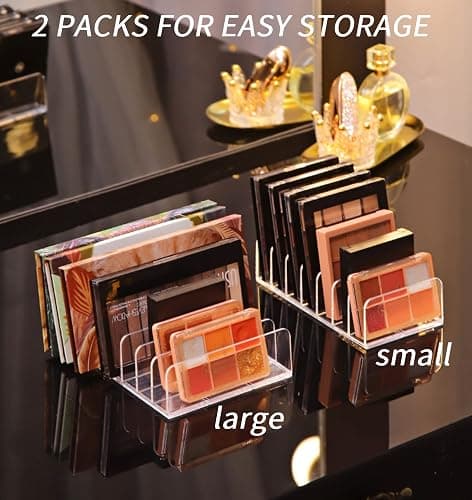 YRDGRG 2 Pcs Eyeshadow Palette Organizer Use for Bathroom Countertops, Wardrobe, Shelf, Drawer, Sunglasses, Wallet, Contour Kit (Cosmetic Storage Box Small&Large) Makeup (Clear), 7.08x5.12x1.97 in thumbnail 6