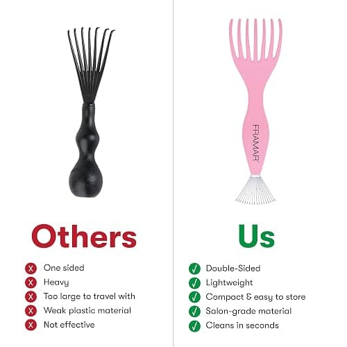FRAMAR Premium Hair Brush Cleaner Tool – Hairbrush Cleaner Tool, Brush Cleaner Tool for All Types, Comb Cleaner – 2 in 1 Design Removes Hair & Build up Instantly – Pink thumbnail 6