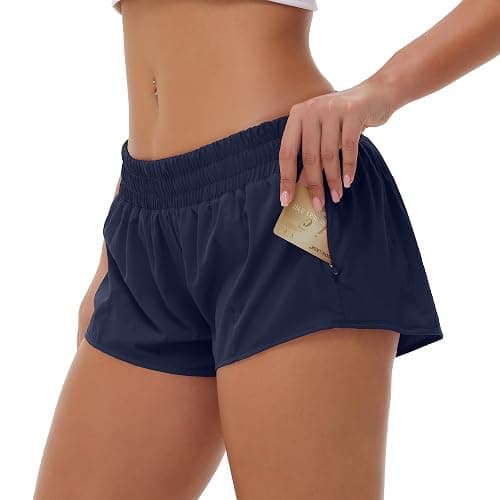 Aurefin Lightweight Athletic Shorts for Women, Quick Dry Running Shorts with Zip Pocket and Liner Womens Gym Workout Shorts thumbnail 2