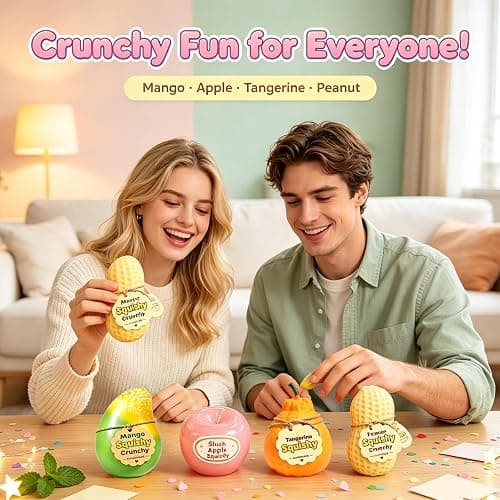 Crunchy Squishy Set, Crunchy Squishy Slow Rising Squishy Toys Fidget Toys | 4‑Pack Crunchy Mango & Peanut Squishy, Slushy Apple&Crunchy Orange, Slow Rising ASMR Squishy Set for Anxiety Relief thumbnail 3