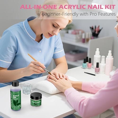 Acrylic Nail Kit- Salon Quality Pink Acrylic Powder and Liquid Set with Kolinsky Nail Brush for Home DIY Salon Nails Application thumbnail 7