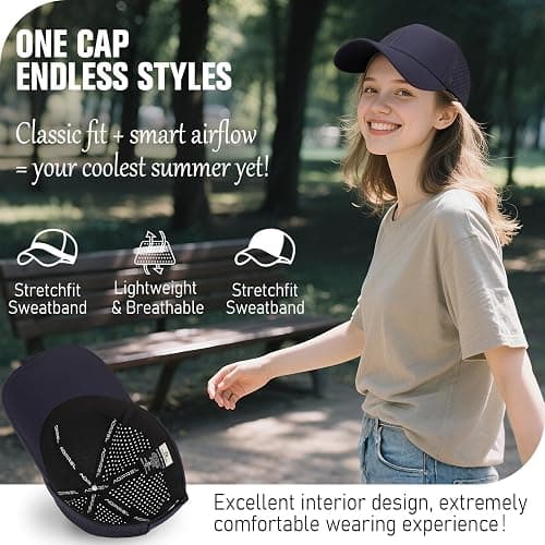 AOPREL Baseball Cap Breathable Mesh Golf Hat Quick Dry Adjustable Baseball Hats for Men and Women Sport Running Workout thumbnail 2