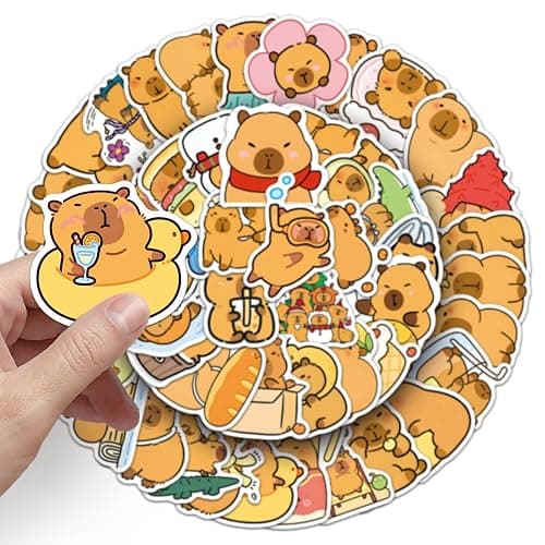 50pcs Capybara Stickers, Cute Animal Stickers for Kids, Vinyl Waterproof Sticker for Water Bottle, Laptop, Phone, Girls Boys Classroom Prizes (Capybara) thumbnail 6