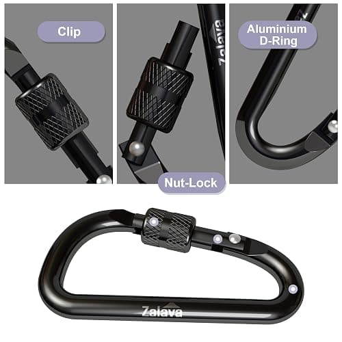 Zalava 6PCS Carabiner Keychain, 2 inch Aluminum D-Clip Caribeener with Hook thumbnail 4