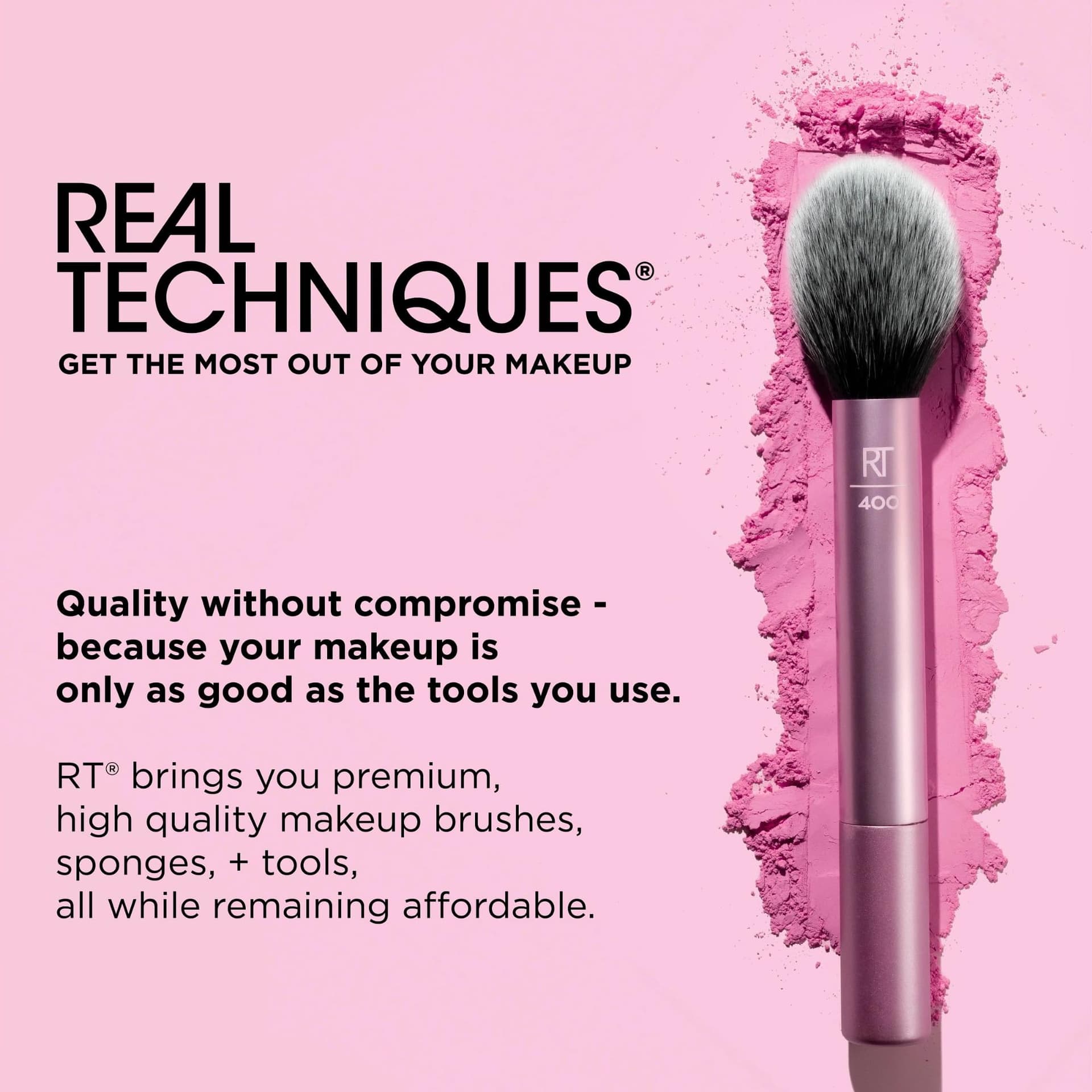 REAL TECHNIQUES Au Natural Makeup Brush Kit for Foundation, Powders and Concealers, Premium Quality Facial Brushes, Set of 9, Gold thumbnail 9