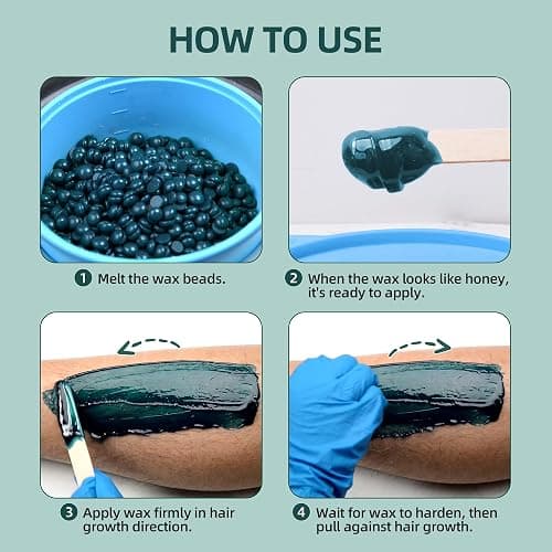 Natreza Wax Beads for Hair Removal, 1lb Hard Wax Beans for Full Body, Brazilian, Bikini, Legs, Arms, Face, Thick Hair Formula, Waxing Beads for Women & Men, Dark Green thumbnail 8
