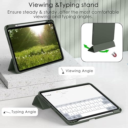 ZryXal iPad Pro 11 Inch Case (M5) 2025/ (M4) 2024 (Model: A2836/A2837/A3006), Trifold Stand Smart Cover with Pencil Holder and Soft TPU Back, Auto Wake/Sleep (Dark Green) thumbnail 5