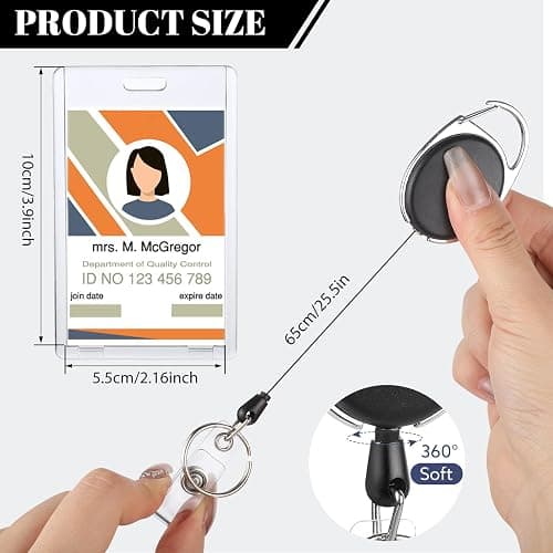2 Set Badge Holder Retractable Clip Heavy Duty Badge Reel with Acrylic Clear Vertical ID Card Badge Holders for Work Office Nurse Teacher Student thumbnail 2