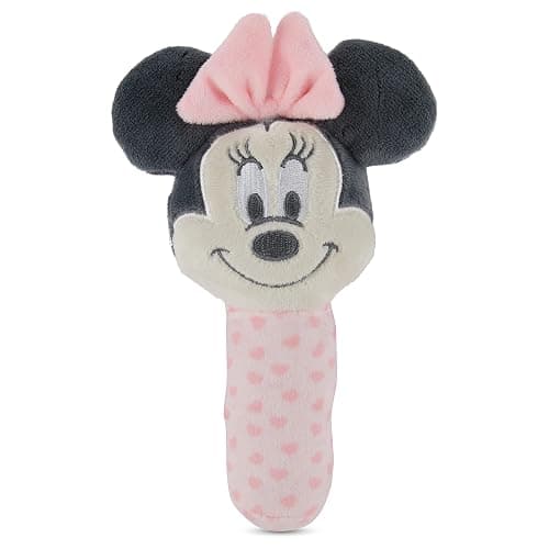 Disney Minnie Mouse Assorted Plush Lovie Rattle Set Pack of 2 - Soft and Cuddly Plush Material, Built-in Rattle for Sensory Stimulation,Vibrant Colors and Intricate Details thumbnail 4