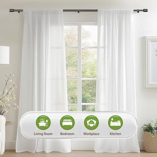 5/8” Diameter Curtain Rods 30-90 Inch, for 30-84 Inch Windows, Adjustable Splicing Black Curtain Rods for Windows with Brackets, Window Rod Long Small Curtains Rod thumbnail 6