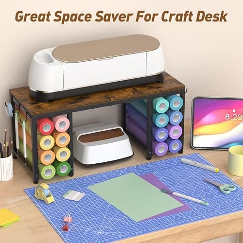 ikkle Craft Organizers and Storage Compatible with Cricut Machines Craft Table Storage with Vinyl Roll Holders, Craft Storage Organizer, Crafting Table Organization Workstation for Craft Room thumbnail 6