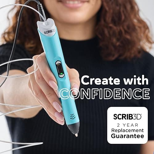 SCRIB3D P1 3D Printing Pen with Display - Includes 3D Pen, 3 Starter Colors of PLA Filament, Stencil Book + Project Guide, and Power Adapter thumbnail 7