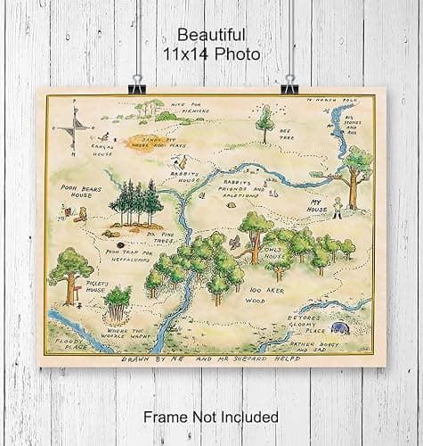 Winnie Pooh Nursery Decor - LARGE 11X14 - Toddler Baby Room Wall Art - Little Boys Bedroom Decor - Baby Shower Decorations - Vintage Hundred Acre Wood - Kids Wall Art - Girls Room Decor thumbnail 4