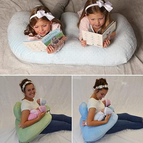 KEAAN Coussin d'allaitement multifonctionnel pour jumeaux, coussin d'allaitement pour femmes enceintes, tissu en coton lavable en machine, coussin de soutien pour jumeaux, gris thumbnail 5