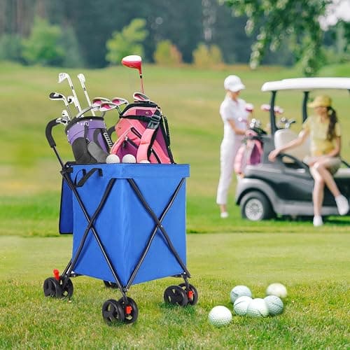 Folding Shopping Cart with Wheels,Foldable Shopping Cart for Groceries,Large Capacity 120lbs Utility Cart,Hulken Bag with Wheels for Laundry Grocery, Baggage, Picnic (Blue) thumbnail 8