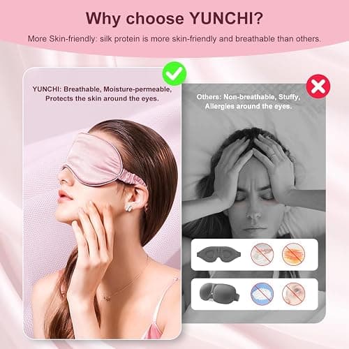 Sleep Mask,Silk Eye Mask for Sleeping Women/Men/Girls,19 Momme Both Sides 100% Pure Mulberry Silk Blackout Anti-Allergy Blindfold with Elastic Strap for Night,Travel,Nap,Meditation (Pink) thumbnail 4