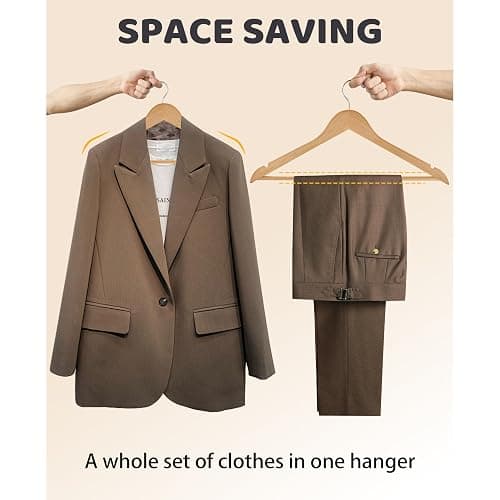 Edergoo Wooden Hangers 30 Pack, Smooth Wood Hangers with 360 Swivel Hook & Notches, Natural Solid Coat Hangers Wooden for Closet thumbnail 8